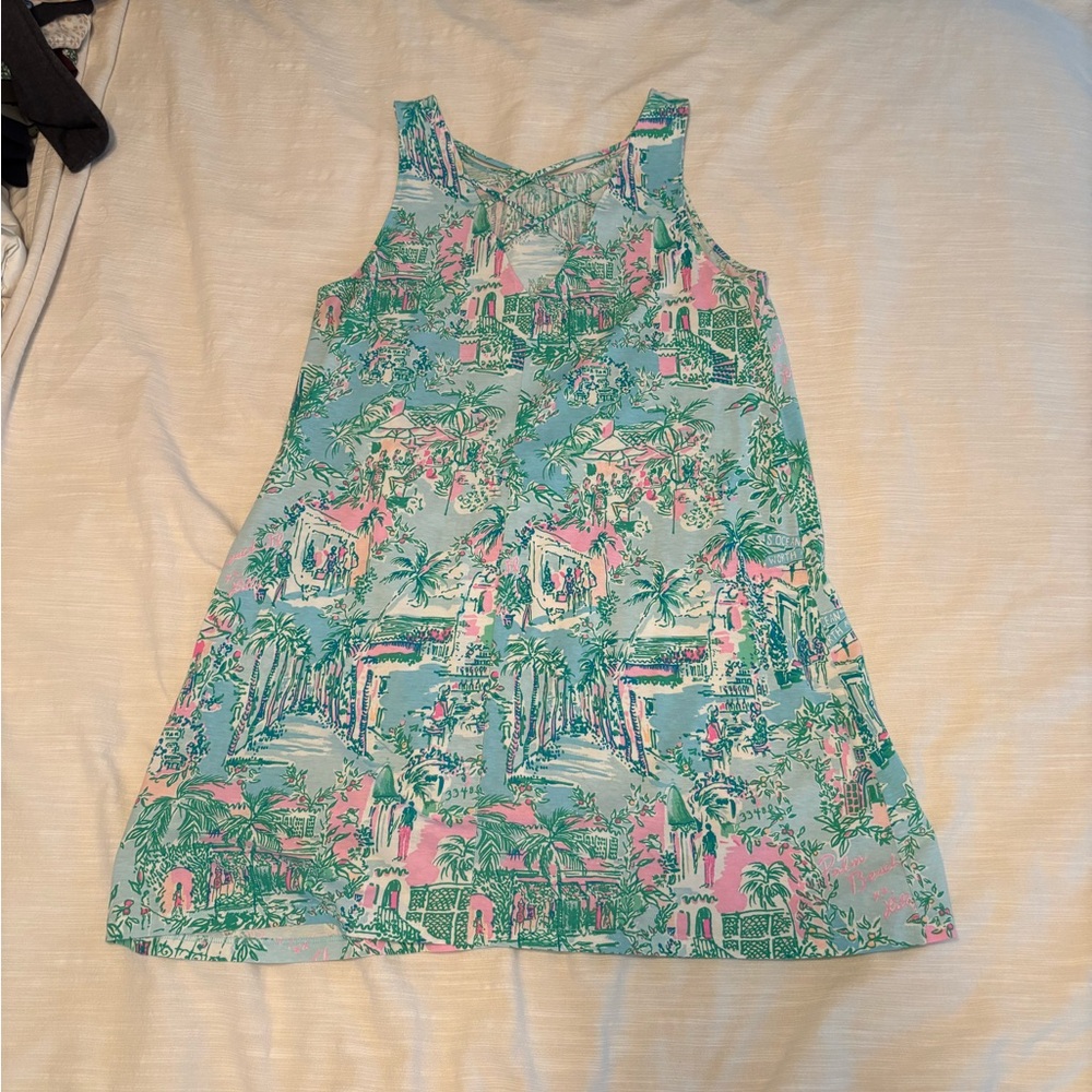 Lilly Pulitzer Blue, Green & Pink Tropical Maxi Dress